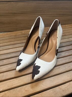 INC International Concepts White Haircalf Pumps with Brown Spots